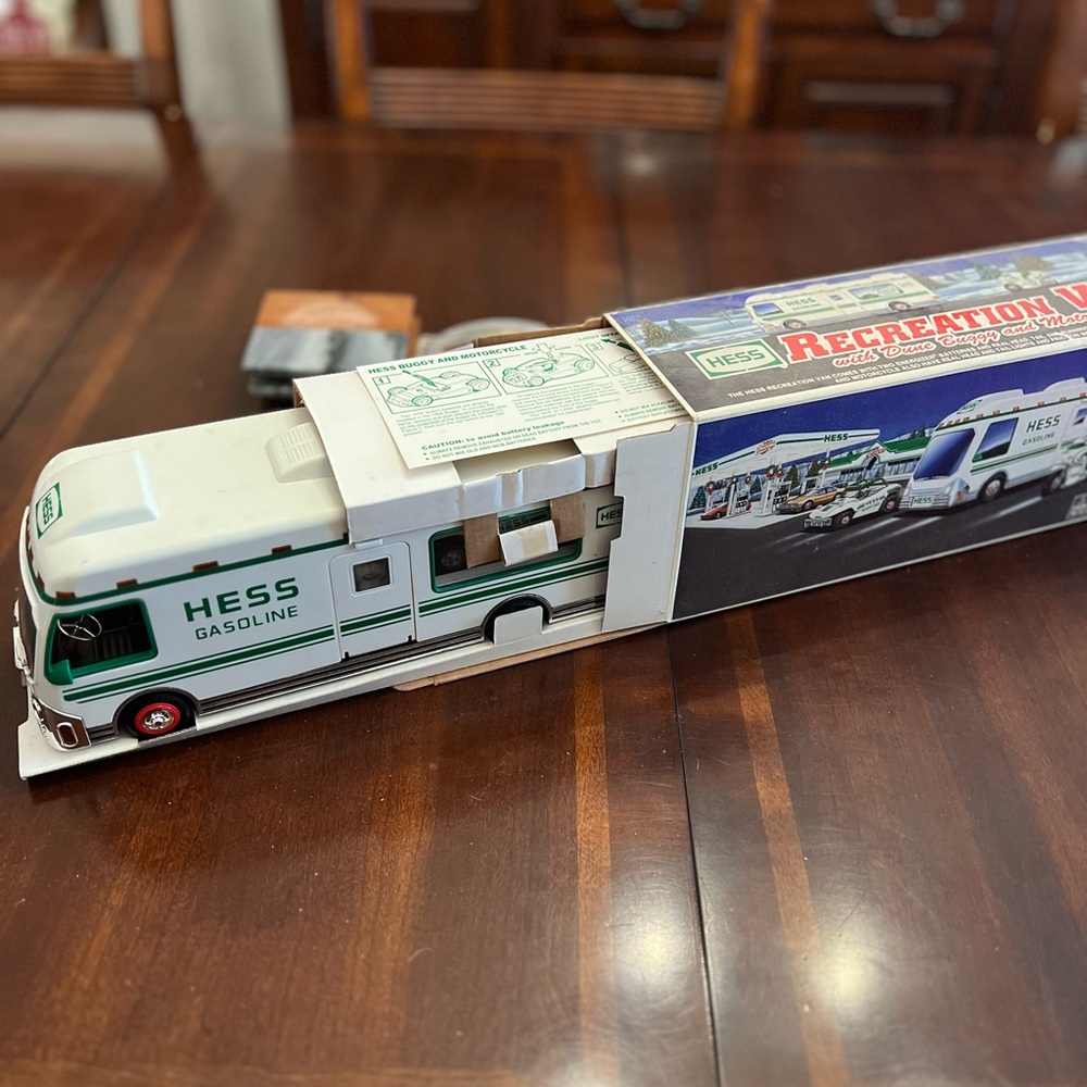 1998 Vintage Hess RV with Dune Buggy and Motorcycle - New In Box